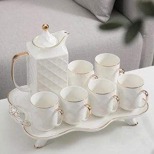 Ceramic Coffee Set Nordic Gold with Tray British Water Ware Tea Set Water Pot